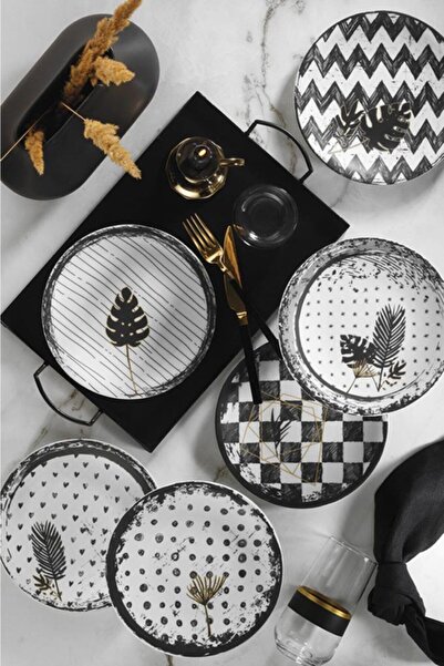 Kütahya Porselen Golden Leaf 21 Cm Pasta Takımı