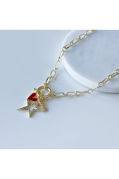CHARMLUCKY Red Heart Charm Necklace