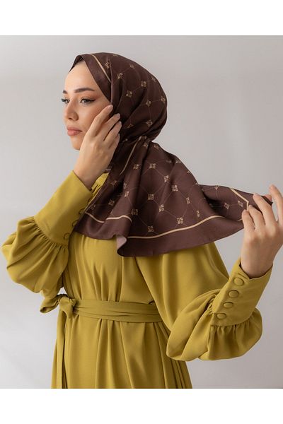 Silk Home Silk Twill Monogram Shawl - Brown and Milky Brown