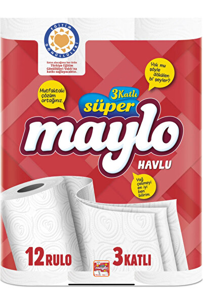 Maylo 3 KATLI SÜPER MAYLO RULO HAVLU 12'Lİ