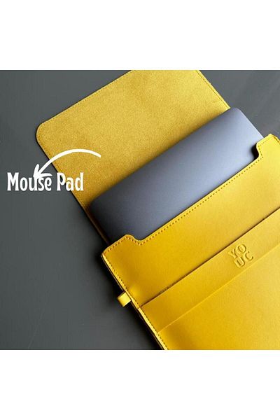 YOUC Design حافظة كمبيوتر محمول مقاومة للماء لجهاز MacBook Pro وAir وغيرها مقاس 13 بوصة 14 بوصة 15 بوصة حقيبة جلدية صناعية نباتية