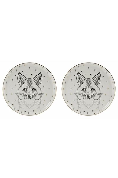 Porland Forest Fox Flat Plate 20cm Set of 2