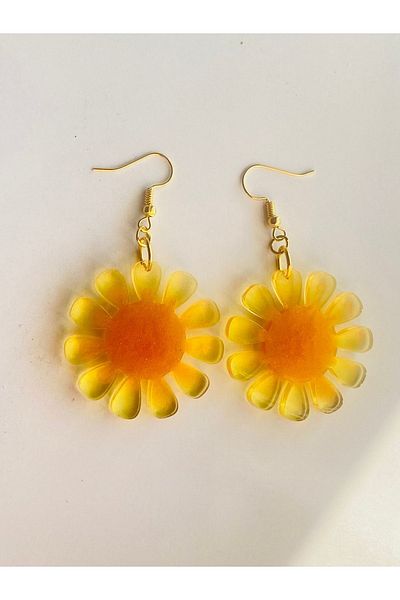 Ustaeller Earrings Bijouterie Earrings-Yellow with Flowers