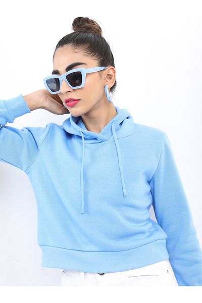 Ketch By Styli Cropped Solid Hooded Sweatshirt