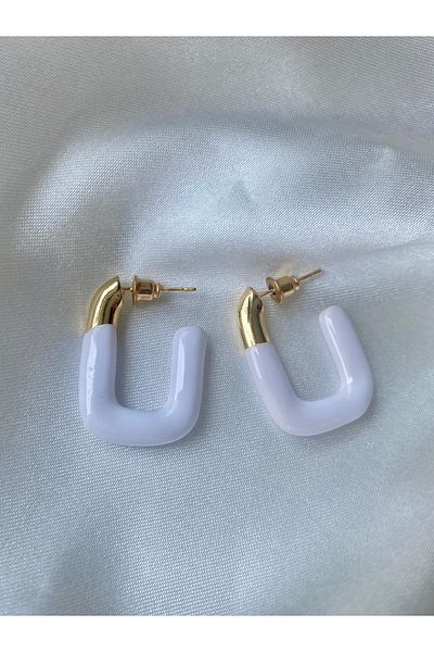 H&S AKSESUAR Square Design Brass Earrings