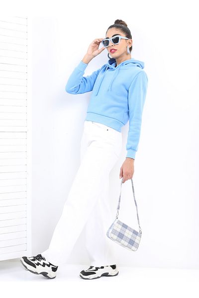 Ketch By Styli Cropped Solid Hooded Sweatshirt