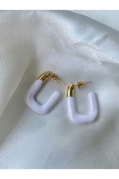 H&S AKSESUAR Square Design Brass Earrings