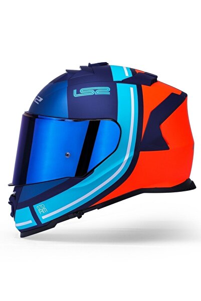 LS2 Storm 2 Slant Mat Mavi Turuncu Kask