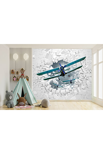 umut gergi tavan 3D UÇAK TEMALI TEK PARÇA DUVAR KAĞIDI