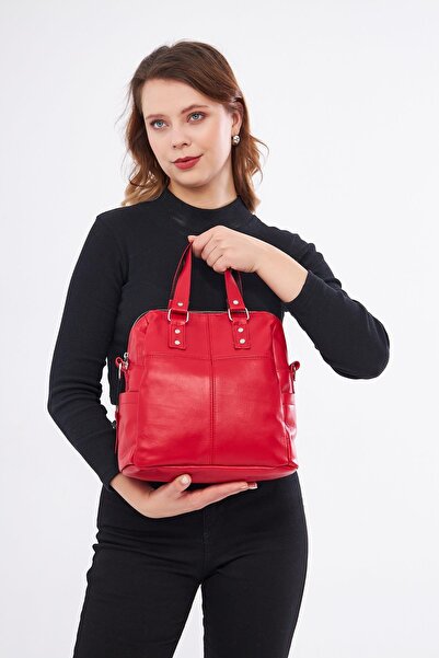 DERİNSS Derinss Dkb0049 Genuine Leather Red Women's Hand and Shoulder Bag