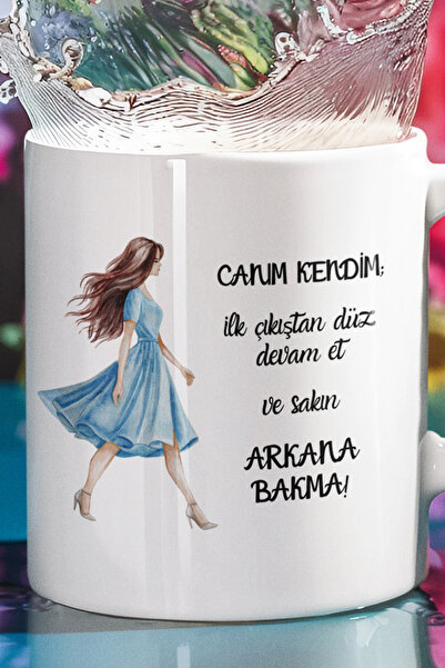 qoeuyl boutique كوب أبيض - مطبوع عليه "My Dear Myself Don't Look Back" - هدية...