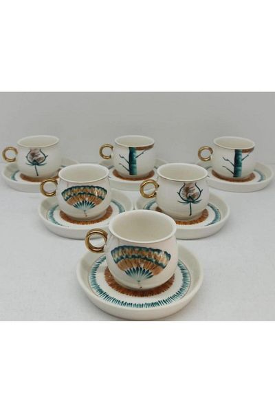 Sembol Camelot 6-Person Line Pattern Porcelain Coffee Cup Set Purebone-31