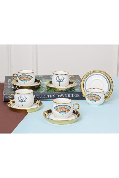 Sembol Camelot Gold 6 Kişilik Çizgi Desen Porselen 220ml Nescafe Çay Fincanı Takımı Purebone-132