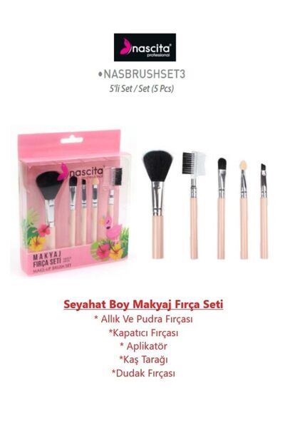 nascita Makyaj Fırça Seti 5'li Allık Pudra Kapatıcı Aplikatör Dudak Fırçaları...