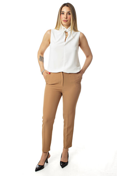 ZARAZA ARA BEL KEMERSİZ CEPLİ PANTOLON