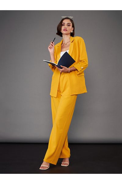 Sassafras By Styli Notch Collar Single Button Longline Blazer