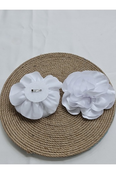 Esteks Dantel ve Tekstil Aksesuarları Iğneli Yaka Çiçeği Broş Kumaş Çiçek Gül Broş 15 CM