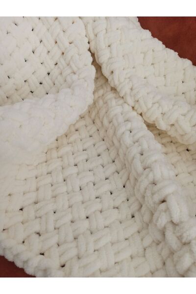 DERYAS STORE بطانية أطفال منتفخة ناعمة محبوكة يدويًا بنمط القش من أليز