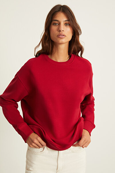 GRIMELANGE MAIJA Women's - Crew Neck, Fleece Oversize Red Sweatshirt
