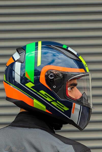 LS2 RAPID CHOS MAVİ NEON TURUNCU KASK