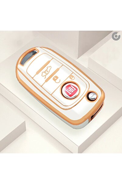 Alazpay Husă pentru chei FİAT EGEA 500X TPU (aur alb - 1 bucată)