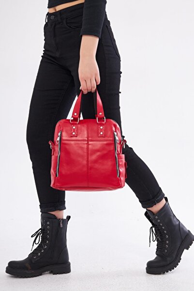 DERİNSS Derinss Dkb0049 Genuine Leather Red Women's Hand and Shoulder Bag