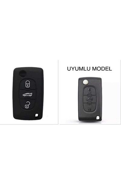ESEMİZ Husa de protectie cheie din silicon pentru modelul Peugeot 107-607 - culoare neagra