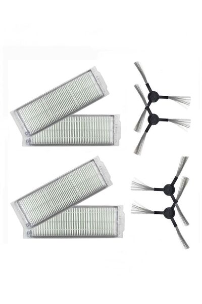 ibrush Filtru Hepa din 4 piese compatibil Mi Robot Viomi V2 Pro și perie laterală din 4 piese