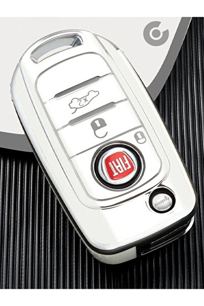 Alazpay Husă pentru chei FİAT EGEA 500X TPU (argintiu alb - 1 bucată)