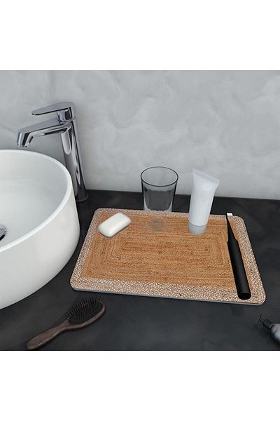 Else Dekor Else Water Absorbent Bathroom Organizer Σαμπουάν ντους Σαπούνι Κύπελλο Οδοντόβουρτσα Pad Organizer Χαλάκι παρουσίασης
