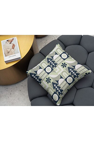 Else Dekor 43x43cm Ψηφιακό εμπριμέ πράσινο Navy Tree κάλυμμα μαξιλαριού ριχτάρι - Διακοσμητικό διπλής όψης