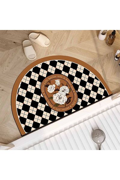 3D ELSE HALI Patterned Decorative Modern Inside and Outside Half Moon Door Mat