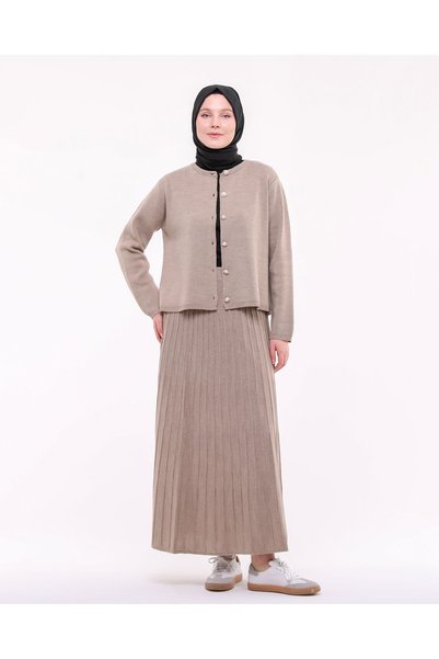 ilmek Women's Knitwear Skirt Cardigan Set 23319