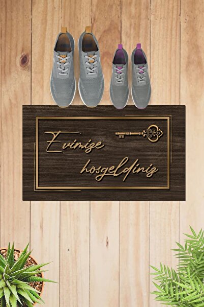 3D ELSE HALI Else Anahtar Hoşgeldiniz Desenli Dekoratif Modern Iç Ve Dış Kapı Önü Paspası Kps-2