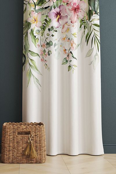 3D ELSE HALI Colorful Flowers Patterned Printed Decorative Living Room Kitchen Background Curtain 140x260 cm