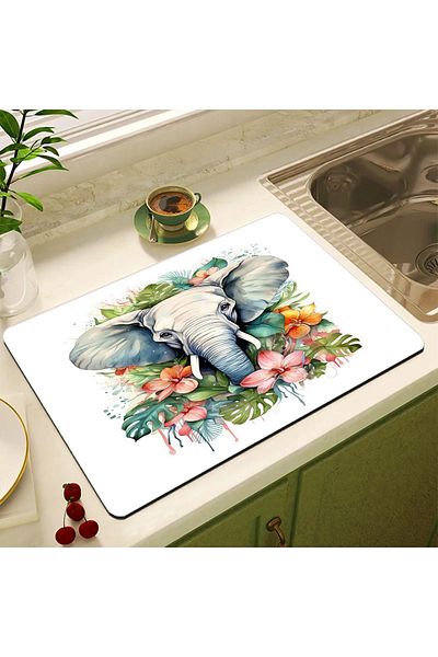3D ELSE HALI DSN-7 Model Dish Drying Mat - Non-Slip Water Absorbent Countertop Drying Cloth