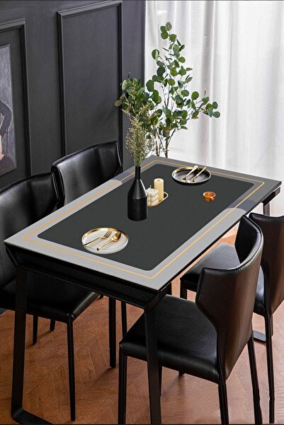 3D ELSE HALI Else Antrasit Gri Kalın Masa Örtüsü Koruyucusu Matı Yıkanabilir ...