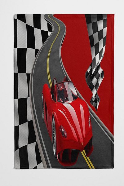 3D ELSE HALI Else Red Race Car Patterned Bedspread Single Children's Pique Set