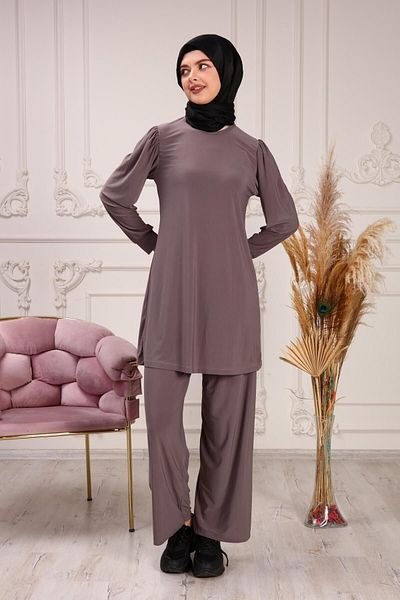 ilmek Γυναικείο κορδόνι με κορδόνι Sandy Hijab Tunic Παντελόνι Διπλό Σετ 5406