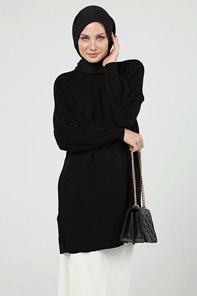 ilmek Women's Sleeve Hair Knit Winter Long Knitwear Hijab Tunik 4303