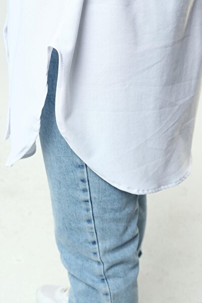 ilmek Women's White Elastic Waist Shirt Looking Rescue Inner Add Skirt 22109