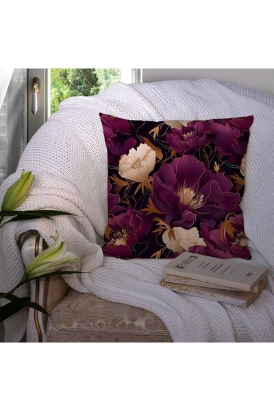 Else Dekor Μωβ κίτρινο πολύχρωμα λουλούδια με τυπωμένο μοτίβο ψηφιακό εμπριμέ κάλυμμα μαξιλαριού