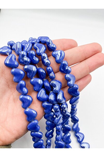 Ebruli Boncuk 12 mm Kalp Yandan Delikli 5’li Seramik Porselen Takı Yapımı Bil...