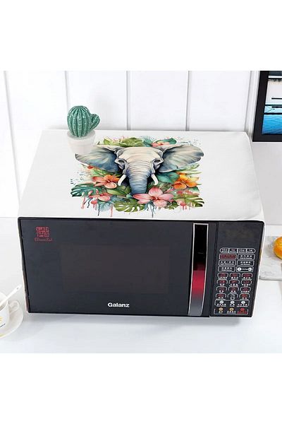 3D ELSE HALI 35x100 cm Decorative Colorful Elephants Microwave Oven Cover