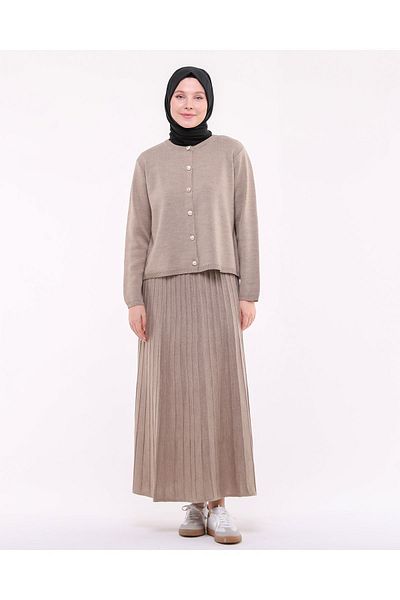 ilmek طقم كارديجان نسائي بحاشية تريكو 23319