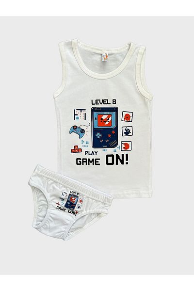 elmas kids Boy - White Game On Patterned Athlete Slip Σετ εσώρουχα