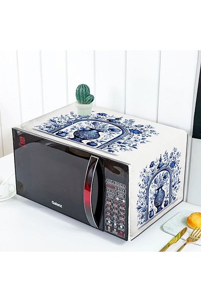 3D ELSE HALI Vintage Patterned Blue and White Vase Oven Cover - Microwave, 35x100cm