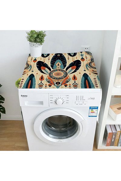 3D ELSE HALI 60x140cm Decorative Colorful Feathers Patterned Dish Dryer and Washing Machine Cover
