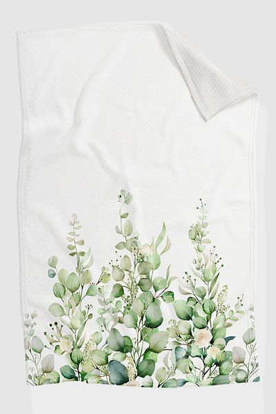 3D ELSE HALI Green Eucalyptus Ivy Patterned Printed Decorative Bedspread Single Pillowed Pique Set