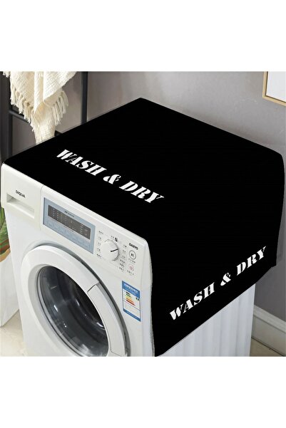 3D ELSE HALI Siyah Beyaz Desenli Dekoratif Bulaşık Kurutma ve Çamaşır Makines...
